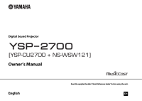 Yamaha YSP-2700 - Owners manual 